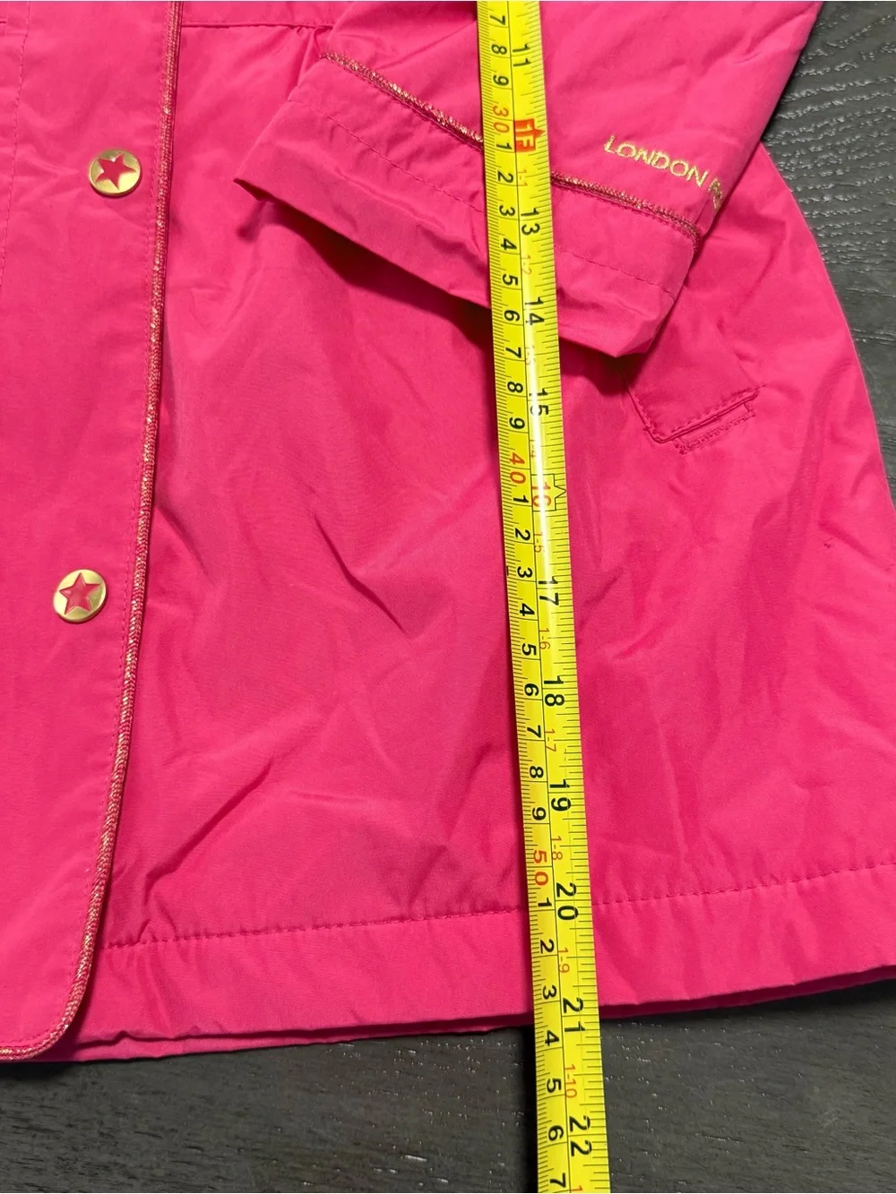 London Fog Girls Pink Hooded Fleece Lined Jacket Coat Size 6X Bow Back